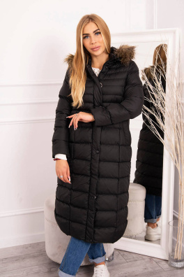 Winter jacket with a hood and fur black
