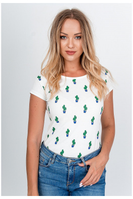 Ženska majica s motivom kaktusa - bijela,