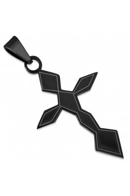 Černý křížek z chirurgické oceli i s výběrem řetízku V