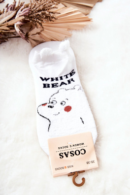 Dámské bavlněné ponožky S medvídkem COSAS Bile