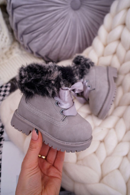 Children's Boots Insulated With Fur Grey Tesoro