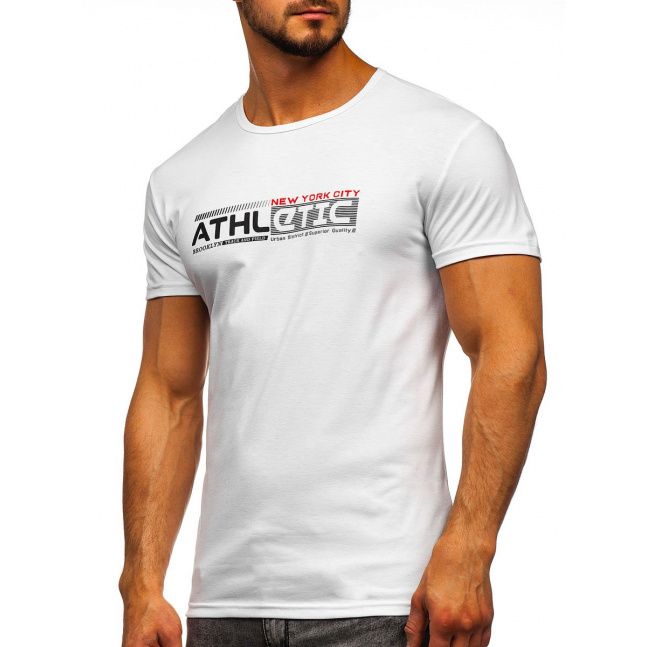 Muška majica s printom Athletic SS10951 - bijela,
