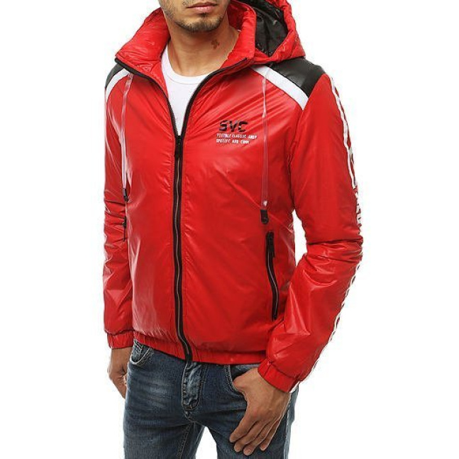Red men's transitional hooded jacket TX3446