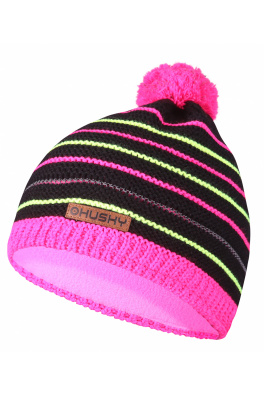 Dětská čepice Cap 34 černá/neon růžová