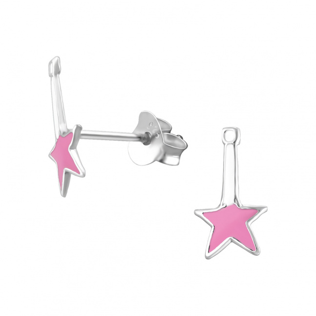Dječje srebrne naušnice - ružičasta zvijezdica
