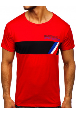 Muška majica s printom Denley KS1957 - crvena,