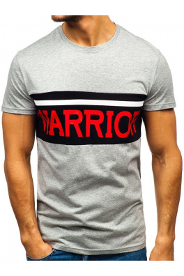 Muška majica s printom "WARRIOR" Denley 100701 - siva,