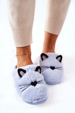 Soft Cat Slippers with Ears Blue Distty