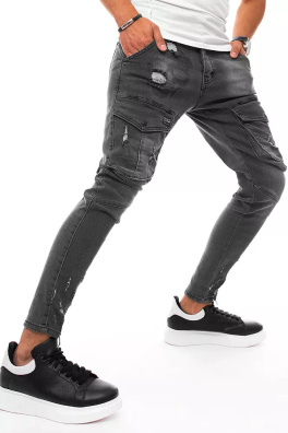 Spodnie męskie jeansowe typu bojówki czarne Dstreet UX3291
