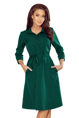 Ženska haljina košulja SANDY s dugim rukavima Numoco 286-1 - tamno zelena,