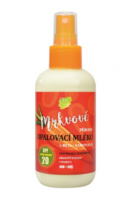 VIVACO 100% Přírodní opalovací mléko s mrkvovým extraktem SPF 20 150 ml