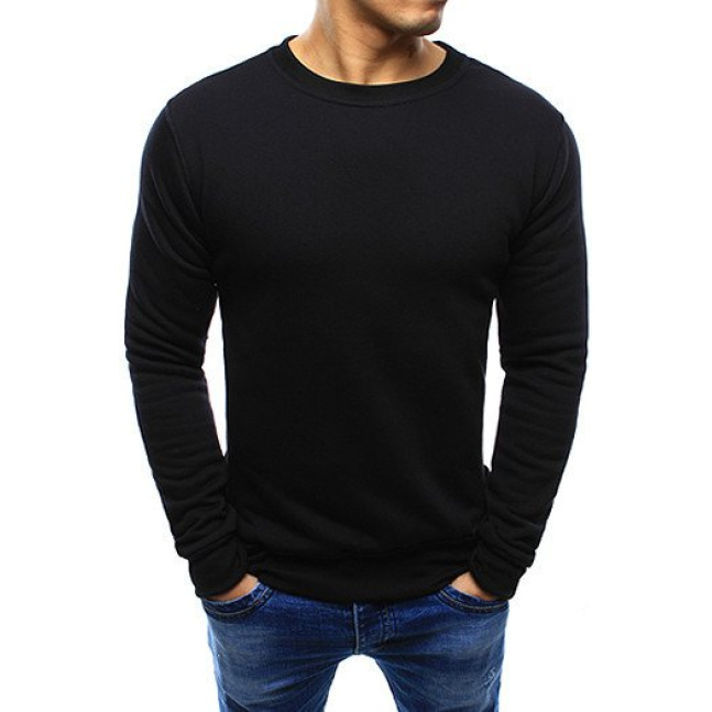 Black men's sweatshirt without hood BX2416