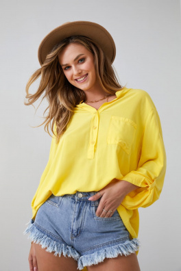 Damska koszula oversize z regulowanym rękawem żółta