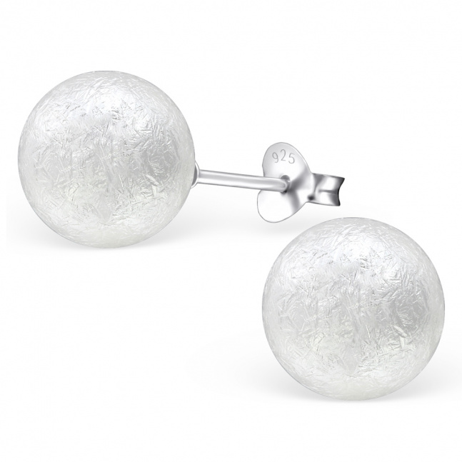 Srebrne naušnice - veće okrugle sedefaste bijele perle