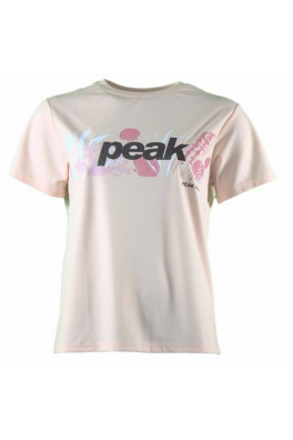 Peak peak round neck t shirt powder rose