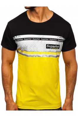 Muška majica s printom Denley KS1959 - žuta,