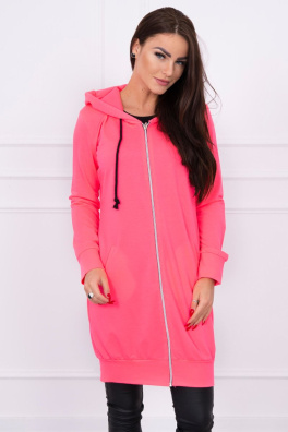 Hooded dress with a hood pink neon