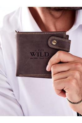 Brązowy skórzany portfel męski z wyjmowaną rączką