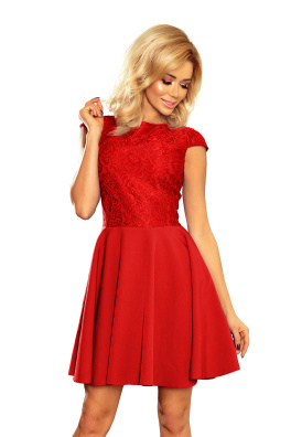 Ženska svečana haljina MARTA s čipkastim bodikom Numoco 157-8 - crvena,