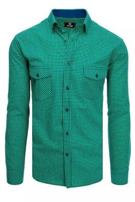 Koszula męska w drobną kratkę granatowo-zieloną Dstreet DX2118