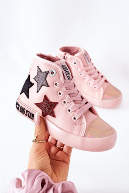 Children's High Sneakers With A Zipper BIG STAR II374030 Pink