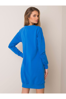 RUE PARIS Niebieska sukienka dresowa ze sznurkami