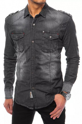 Koszula męska jeansowa czarna Dstreet DX2163