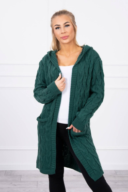 Sweater with hood and pockets green