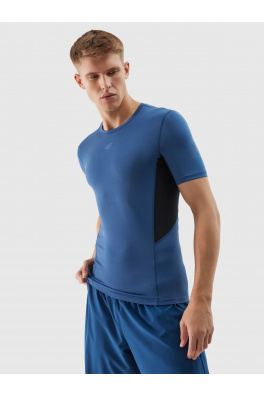 Pánské sportovní tričko slim z recyklovaných materiálů 4F - tmavě modré