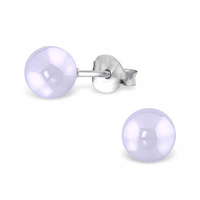 Srebrne naušnice - okrugla svijetlo ljubičasta perla 