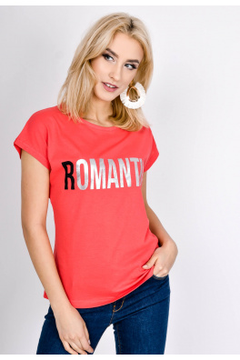 Ženska majica s natpisom "Romantic" - crvena,