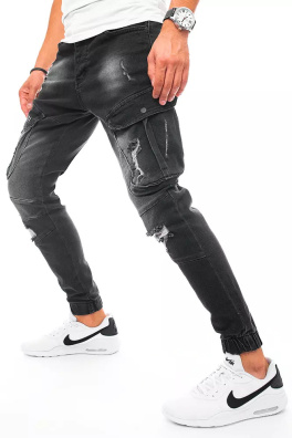Spodnie męskie jeansowe typu bojówki czarne Dstreet UX3254