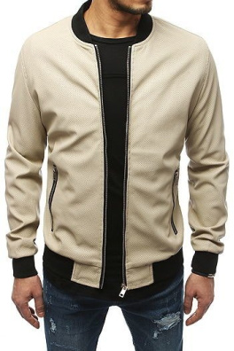 Men's ecru leather jacket TX3179