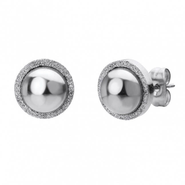Naušnice dugmad od kirurškog čelika s perlom - srebrna