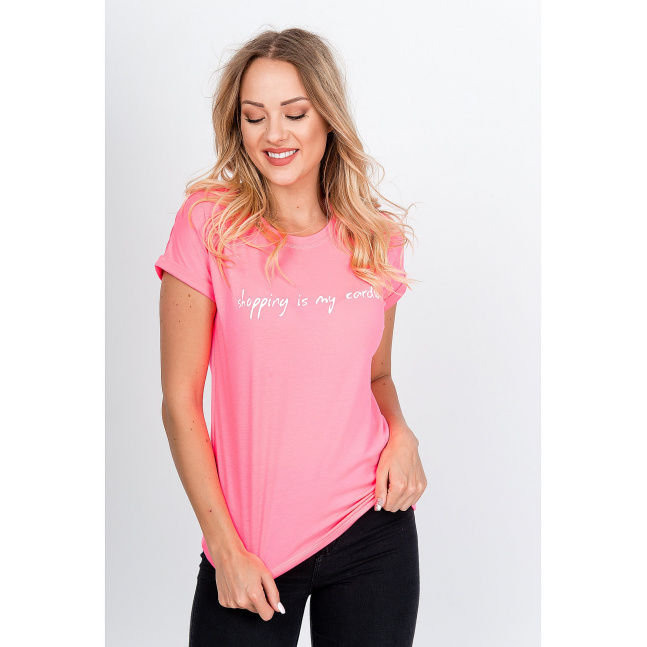 Ženska majica s natpisom "Shopping is my cardio" - roze,