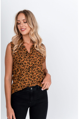 Ženska košulja s leopard uzorkom - smeđa,