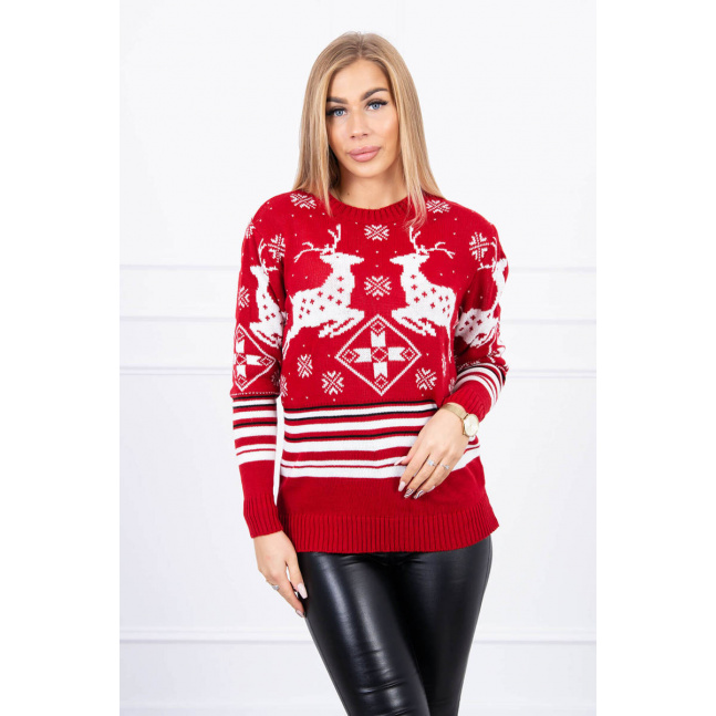 Sweter ze świątecznym motywem czerwony
