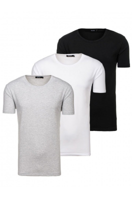 3 muške majice bez printa Denley 798081-3p - siva, bijela, crna,
