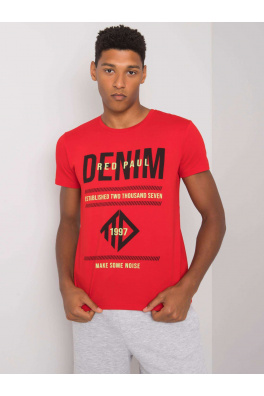 Czerwony bawełniany t-shirt męski z printem