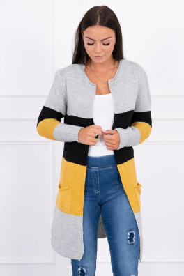 Sweater Cardigan in the straps gray+black