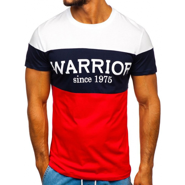 Muška majica s printom "WARRIOR" Denley 100693 - crvena,