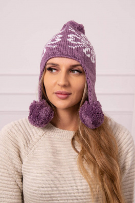 Women's long eared cap Balbina K381 purple