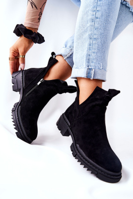 Booties With Cut-Out Detail Zip-up Boots Black Corano