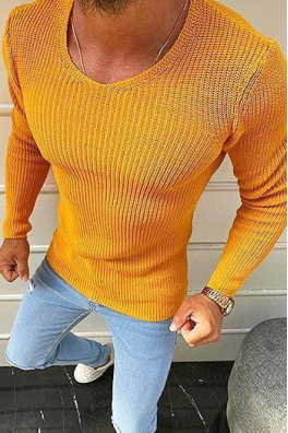 Sweter męski wkłądany przez głowę żółty WX1590