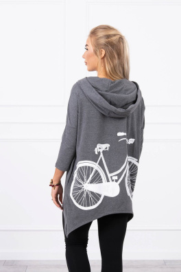 Bluza z nadrukiem rowerowym grafitowy melanż