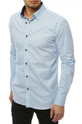 PREMIUM blue men's shirt with long sleeves DX1823