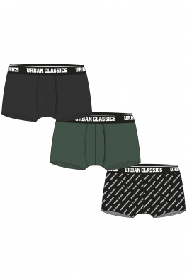 Boxer Shorts 3-Pack darkgreen+black+branded aop